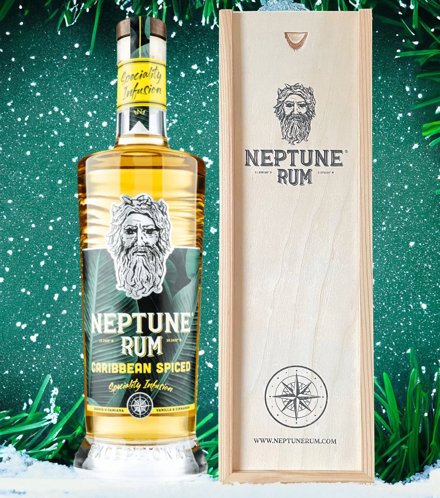 Neptune Rum Caribbean Spiced 70cl Wooden Gift Box Neptune Rum