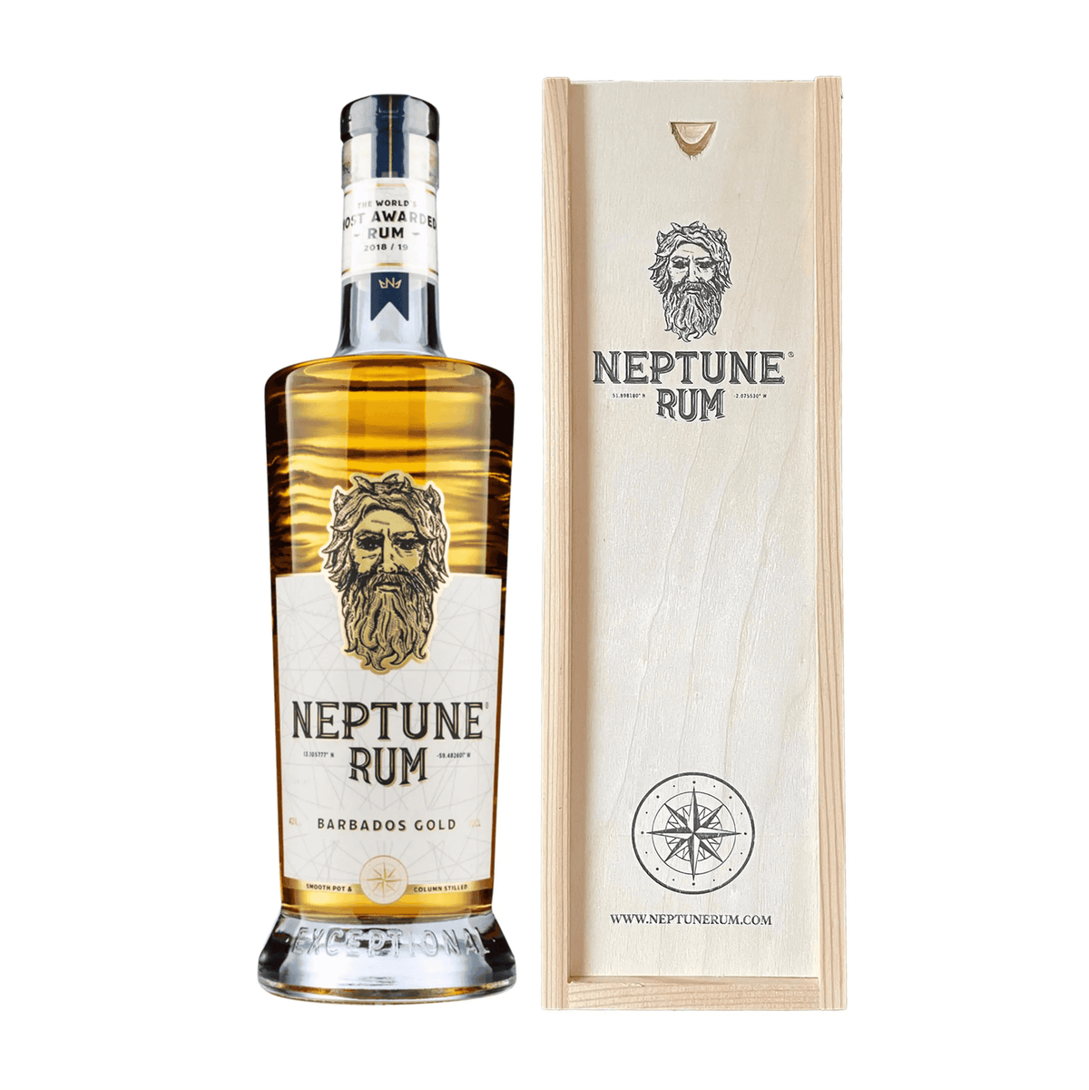 Neptune Rum Barbados Gold 70cl With Wooden Box Neptunerum