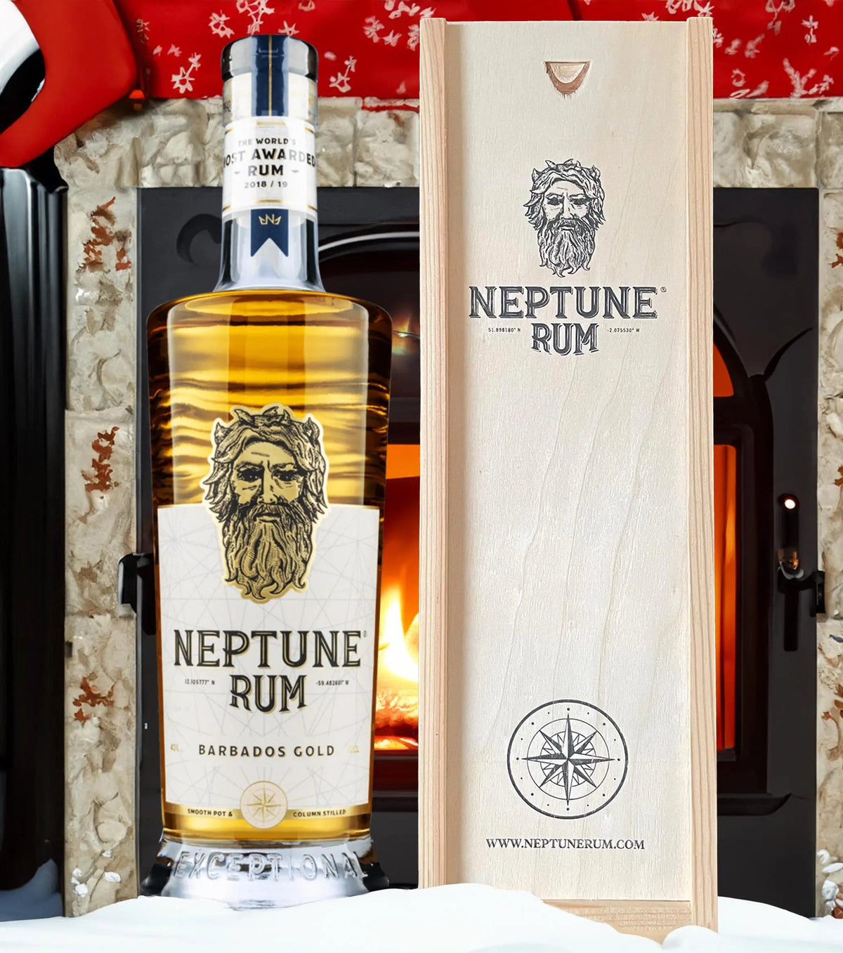 Neptune Rum Barbados Gold 70cl With Wooden Box Neptunerum